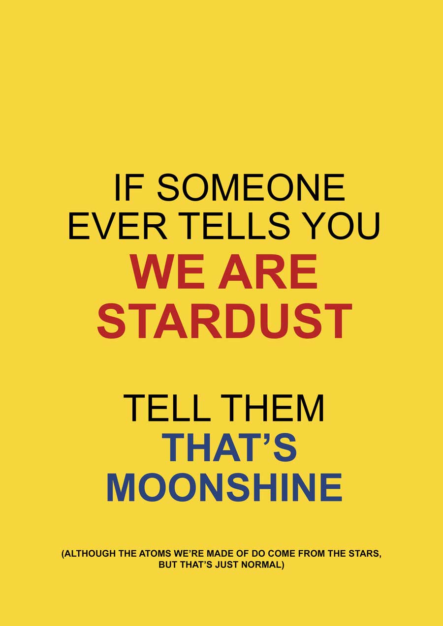 Text based art. WE ARE STARDUST, that is MOONSHINE