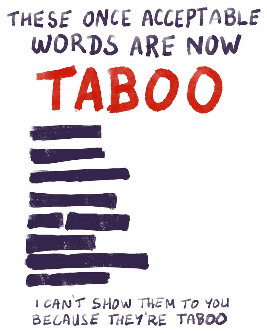 Text based art about taboo words